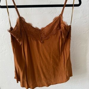Women's Lace Trim Cami Top - Brown